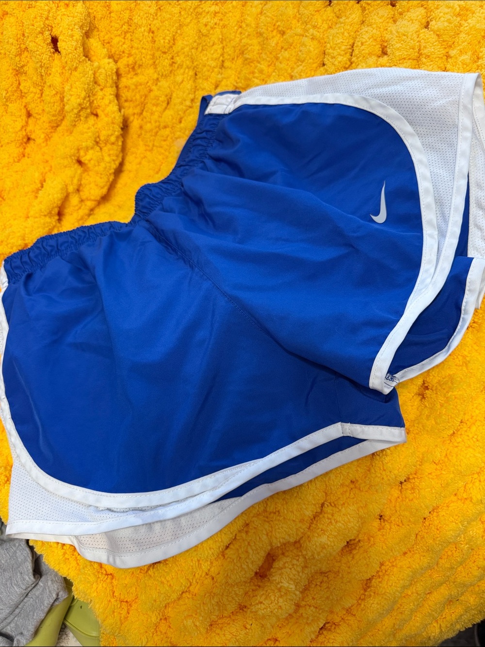 Nike Royal Blue Women's Split-Hem Athletic Shorts with White Trim